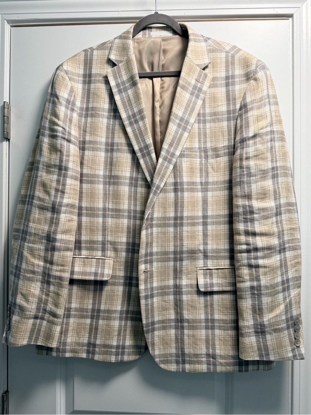 Ralph Lauren Light Beige & Gray Plaid Sport Coat